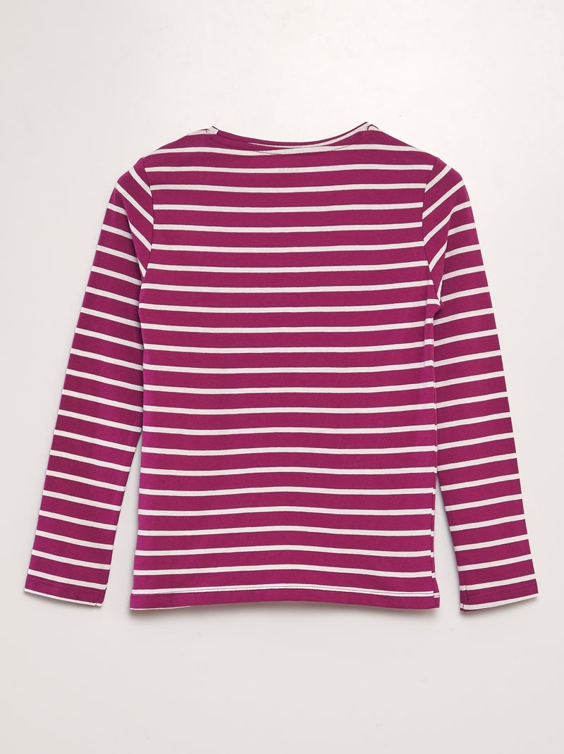 T-shirt en coton à manches longues Violet - Kiabi