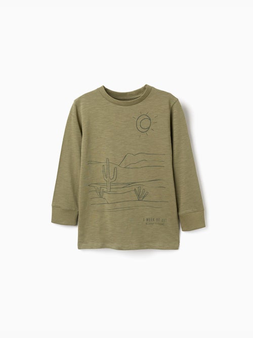 T-shirt en coton à manches longues Work of Art - Kiabi