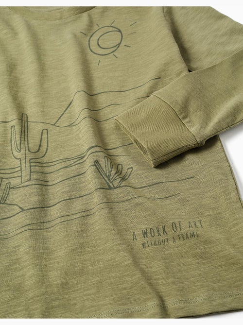 T-shirt en coton à manches longues Work of Art - Kiabi