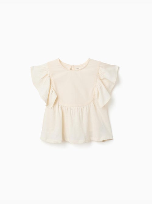 T-shirt en coton à manches volantées - Kiabi