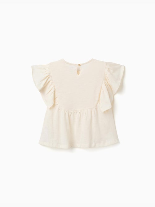 T-shirt en coton à manches volantées - Kiabi