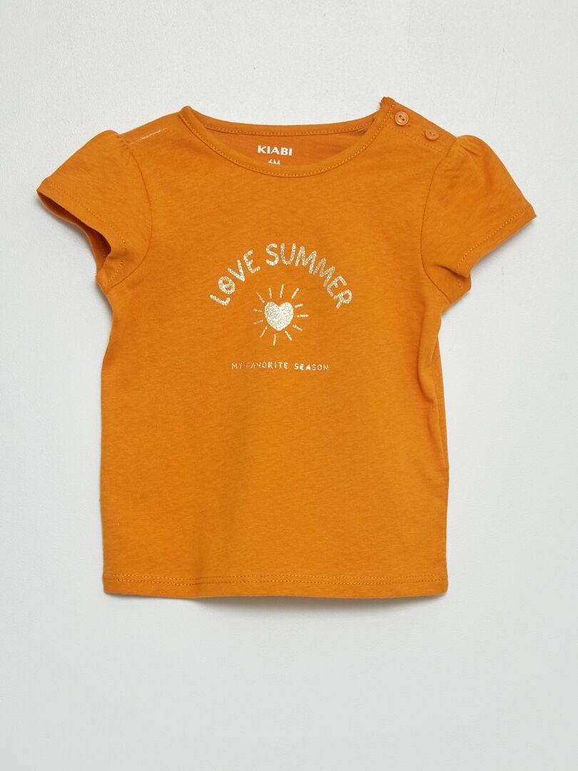 T-shirt en coton à message Jaune moutarde - Kiabi