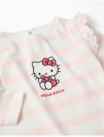 T-shirt en coton à rayures avec imprimé Hello Kitty