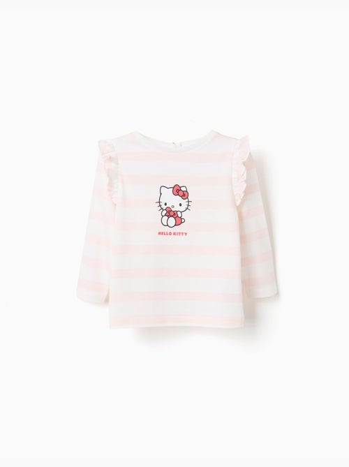 T-shirt en coton à rayures avec imprimé Hello Kitty - Kiabi