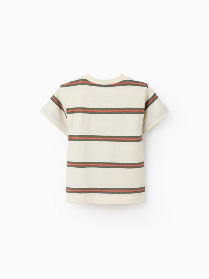 T-shirt en coton à rayures Beige clair - Kiabi