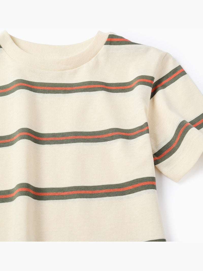 T-shirt en coton à rayures Beige clair - Kiabi