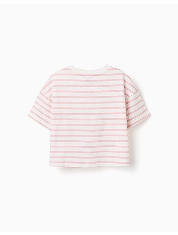 T-shirt en coton à rayures et imprimé Besties