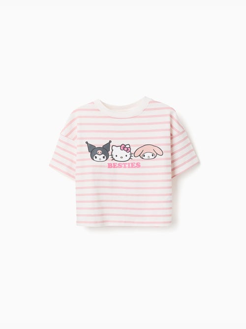 T-shirt en coton à rayures et imprimé Besties - Kiabi