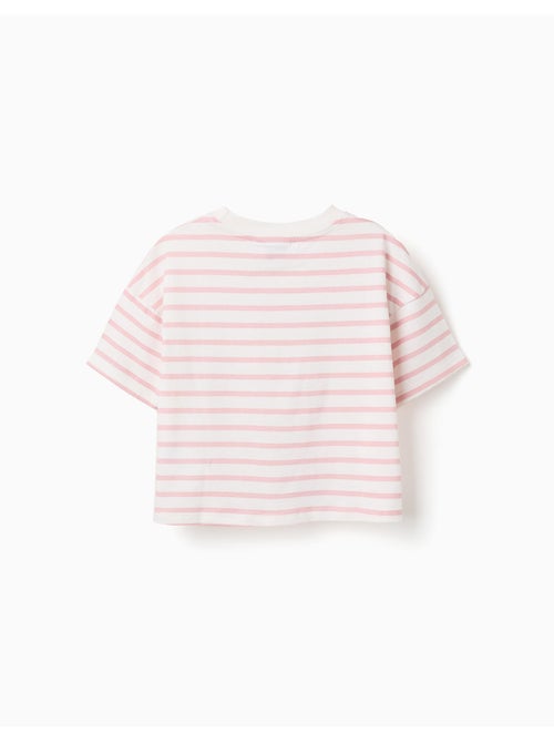 T-shirt en coton à rayures et imprimé Besties - Kiabi