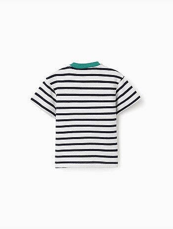 T-shirt en coton à rayures et imprimé
