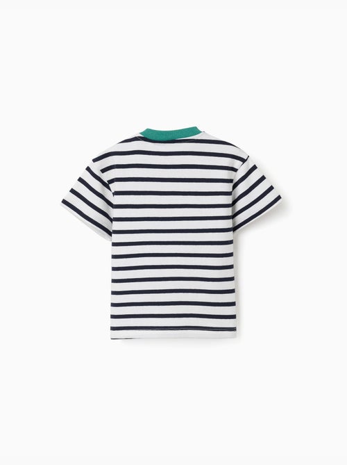 T-shirt en coton à rayures et imprimé - Kiabi
