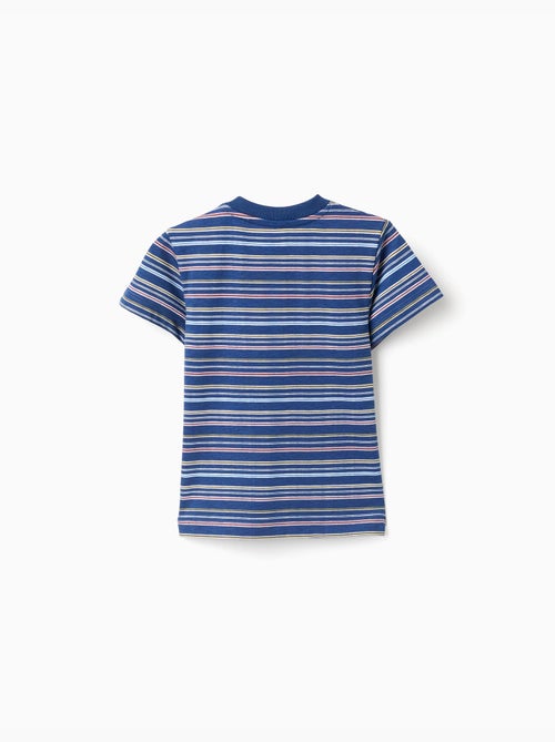T-shirt en coton à rayures et poche poitrine - Kiabi