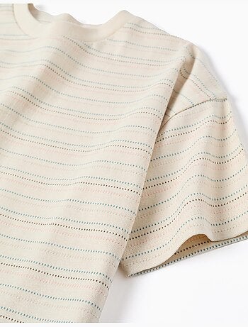 T-shirt en coton à rayures jacquard