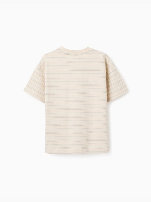 T-shirt en coton à rayures jacquard - Kiabi