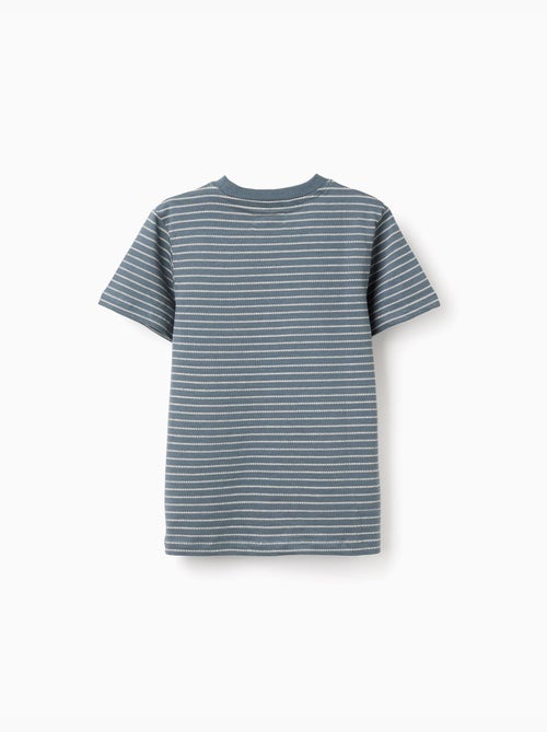 T-shirt en coton à rayures jacquard - Kiabi