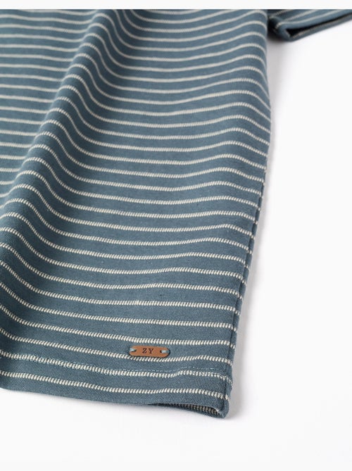 T-shirt en coton à rayures jacquard - Kiabi