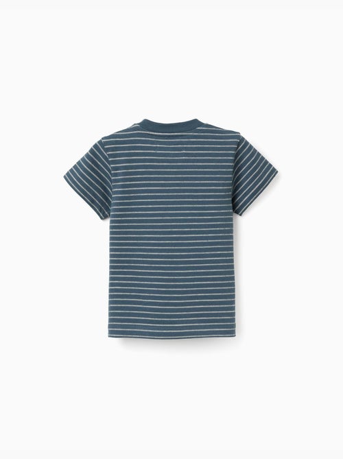 T-shirt en coton à rayures jacquard - Kiabi