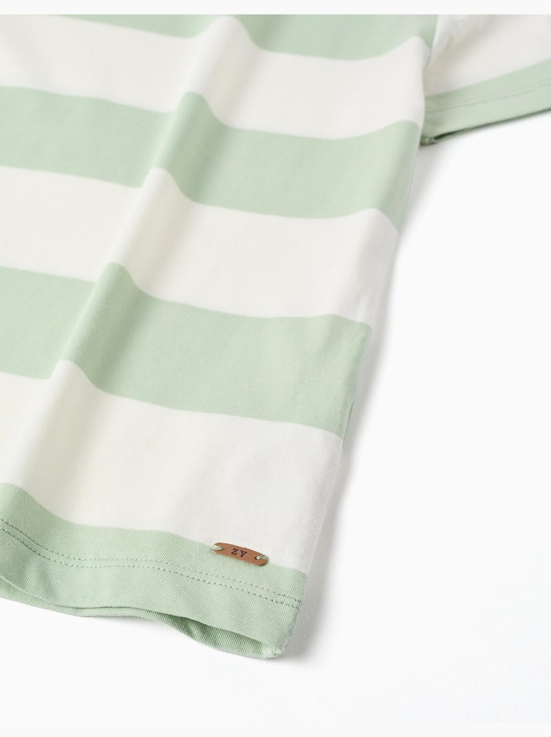 T-shirt en coton à rayures Vert clair - Kiabi