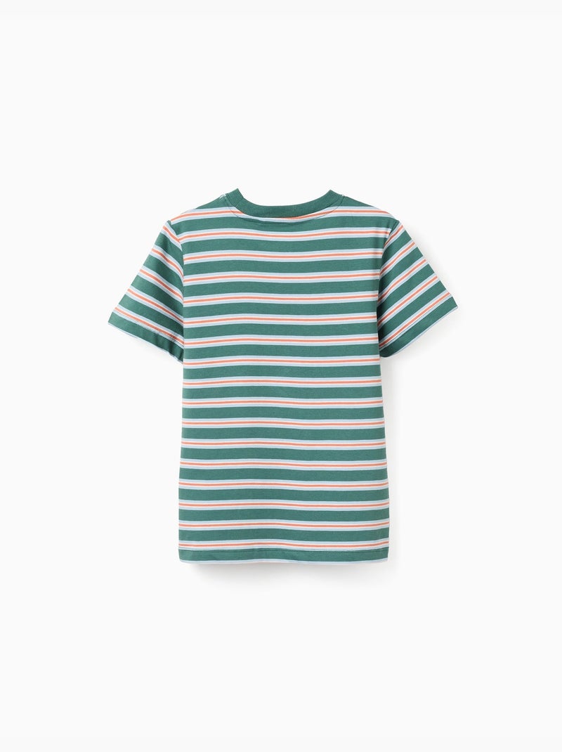 T-shirt en coton à rayures Vert foncé - Kiabi