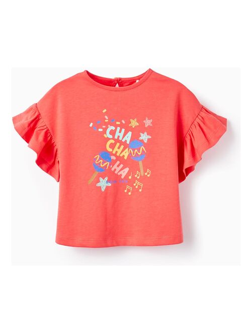 T-Shirt en Coton à Volants Bébé Fille 'Cha Cha Cha' manches courtes CUBA - Kiabi