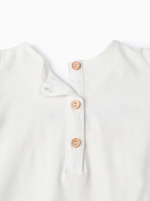 T-Shirt en Coton à Volants et Broderie de Fleurs - Kiabi