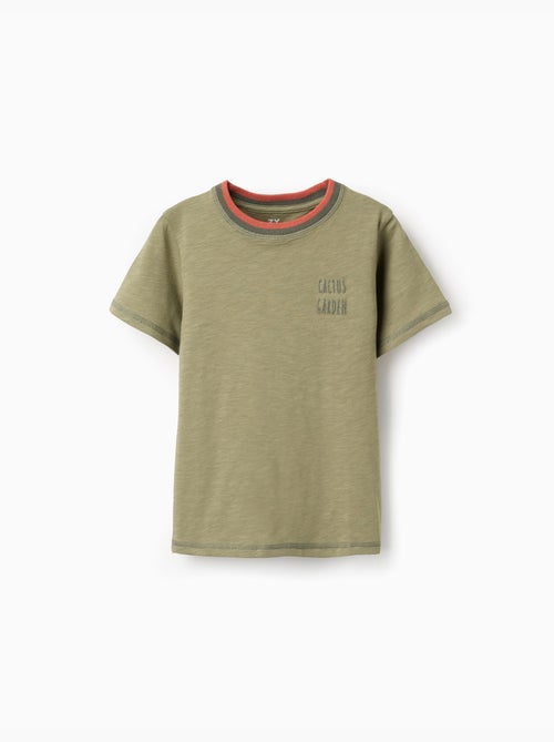 T-shirt en coton avec broderie Cactus Garden - Kiabi