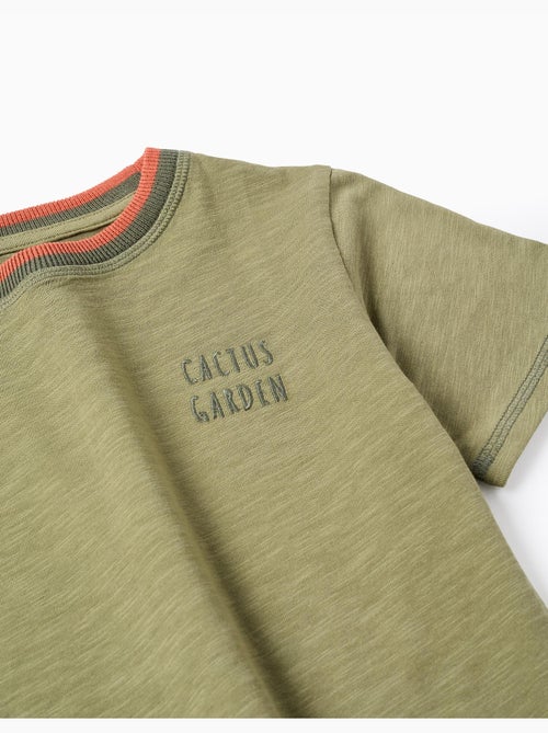T-shirt en coton avec broderie Cactus Garden - Kiabi