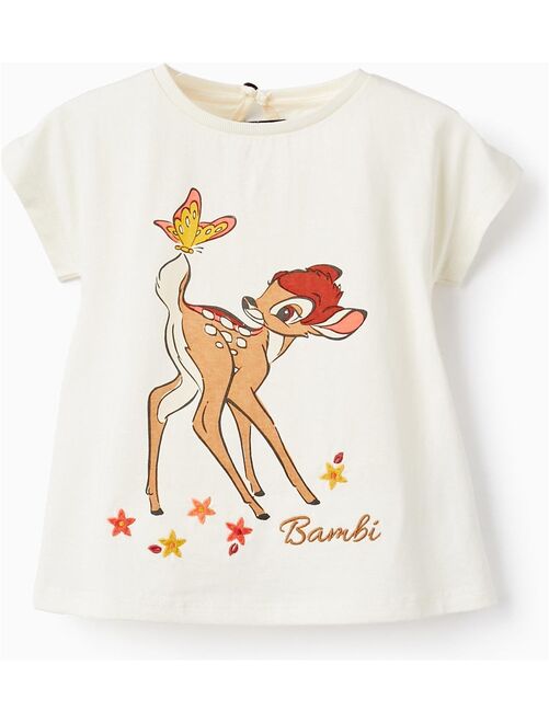 T-shirt en coton avec broderies pour bébé fille 'Bambi' manches courtes - Kiabi