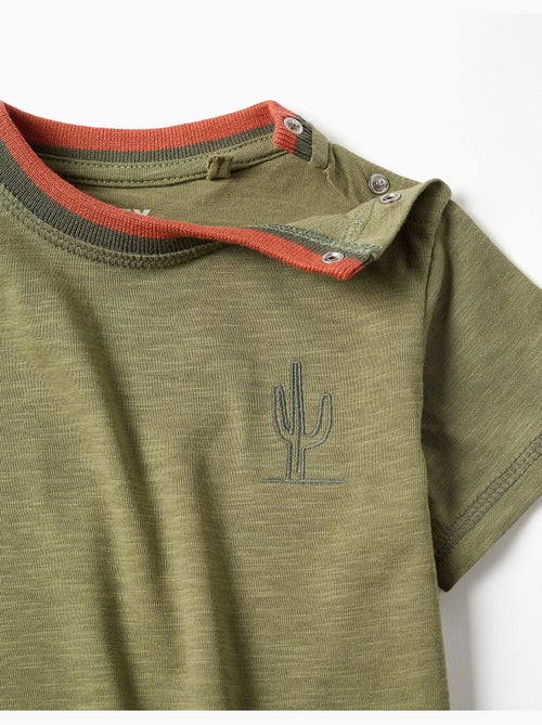 T-shirt en coton avec cactus brodé - Kiabi
