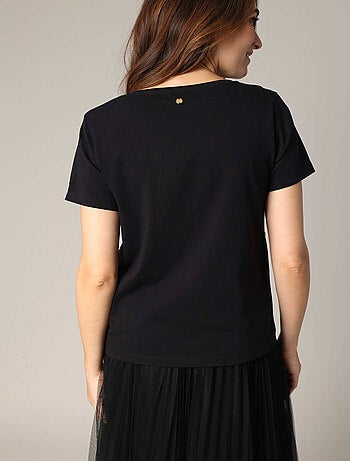 T-shirt en coton avec cœurs brodés
'Deeluxe'