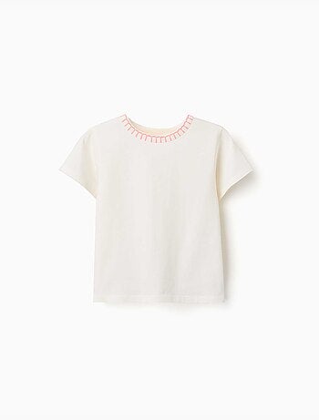 T-shirt en coton avec col brodé
