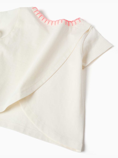 T-shirt en coton avec col brodé - Kiabi