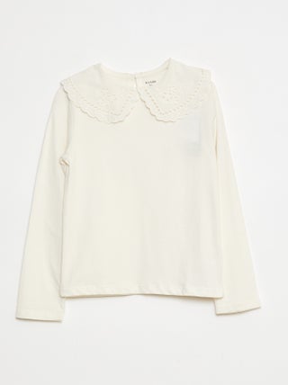 T-shirt en coton avec col brodé