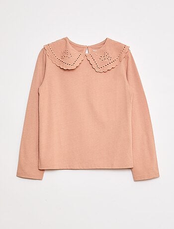 T-shirt en coton avec col brodé