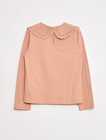 T-shirt en coton avec col brodé
