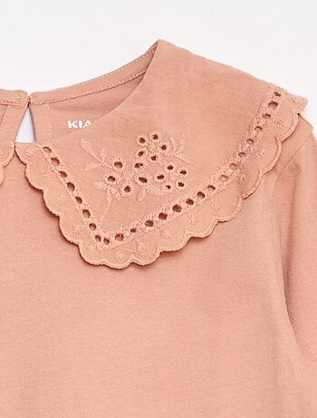 T-shirt en coton avec col brodé