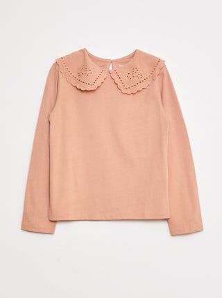 T-shirt en coton avec col brodé