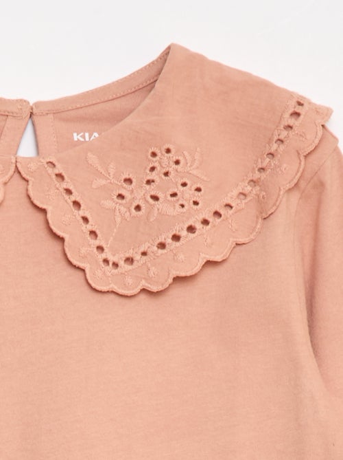 T-shirt en coton avec col brodé - Kiabi T-shirt en coton avec col brodé - Kiabi