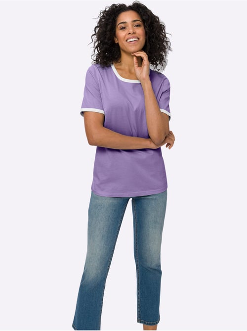 T-shirt en coton avec col rond et manches courtes - Taille standard - Moda Vilona - Kiabi T-shirt en coton avec col rond et manches courtes - Taille standard - Moda Vilona - Kiabi