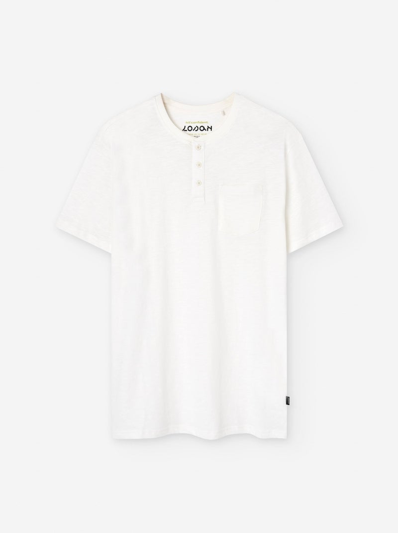 T-shirt en Coton avec des Boutons Blanc - Kiabi