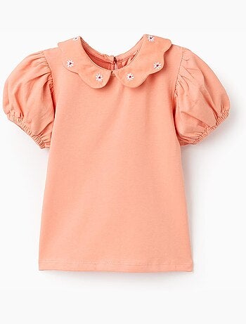 T-shirt en coton avec fleurs brodées