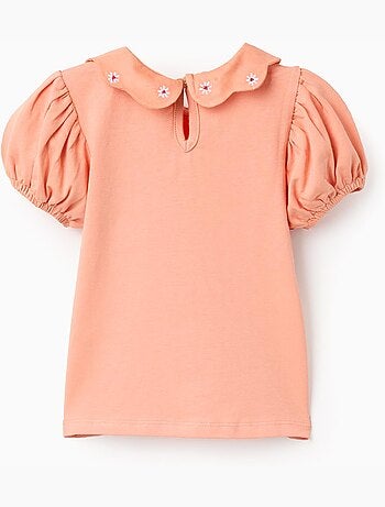 T-shirt en coton avec fleurs brodées