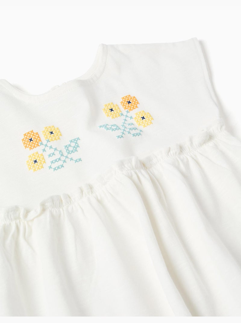 T-shirt en coton avec fleurs + short en jean Beige clair - Kiabi