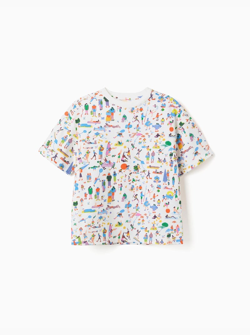 T-shirt en coton avec illustration Carolina Celas x Zippy Blanc - Kiabi