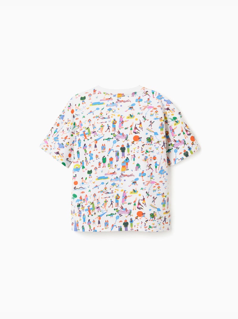 T-shirt en coton avec illustration Carolina Celas x Zippy Blanc - Kiabi