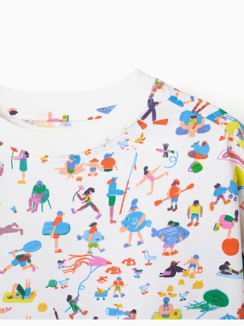 T-shirt en coton avec illustration Carolina Celas x Zippy Blanc - Kiabi