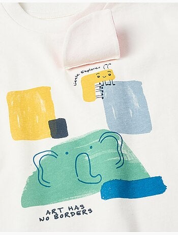 T-shirt en coton avec imprimé à l'avant d'Art