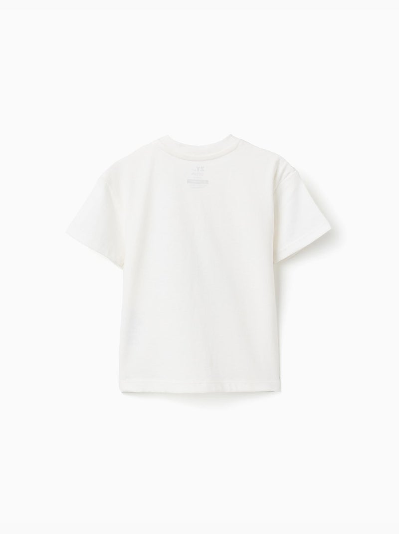 T-shirt en coton avec imprimé à l'avant d'Art Blanc - Kiabi