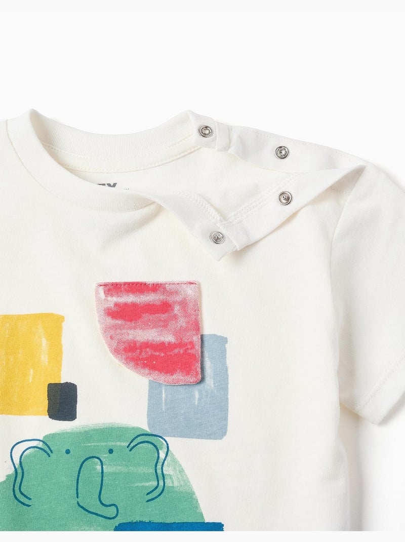 T-shirt en coton avec imprimé à l'avant d'Art Blanc - Kiabi