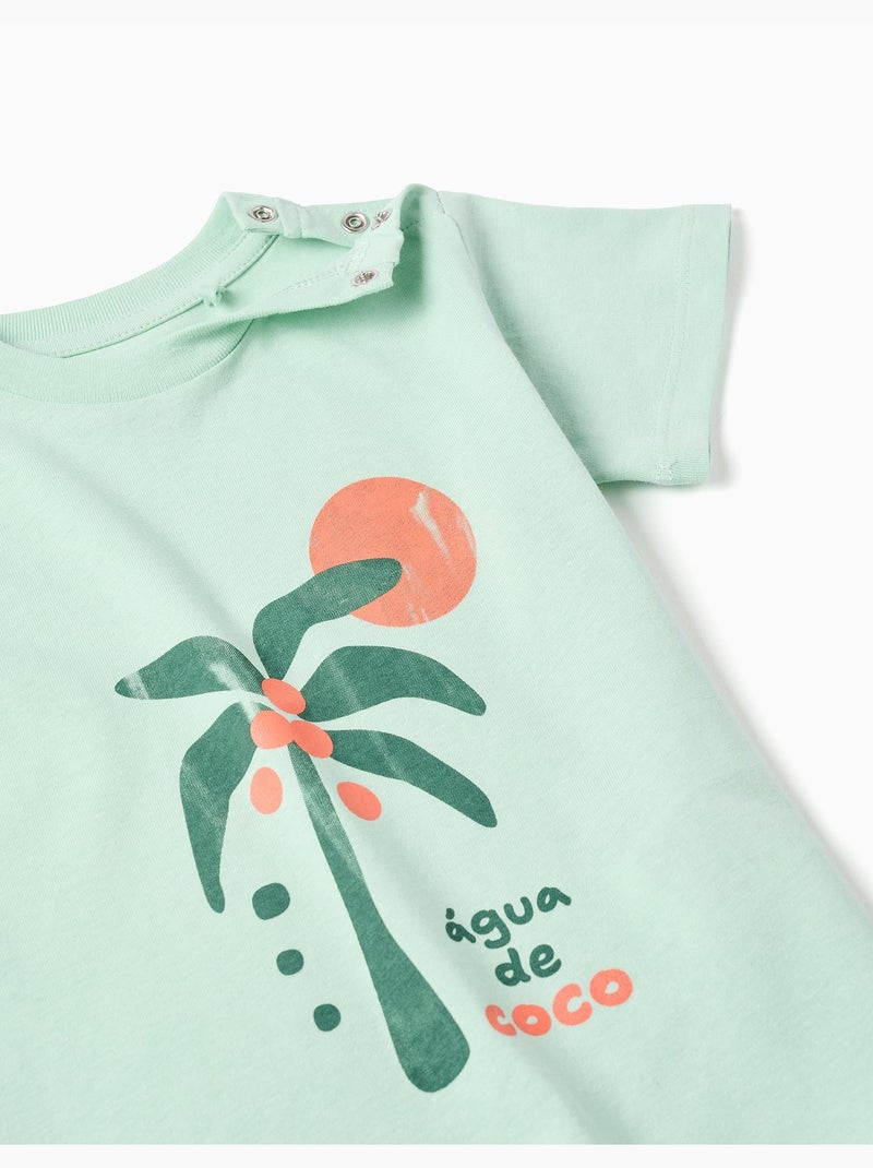 T-shirt en coton avec imprimé Água de Coco Vert clair - Kiabi